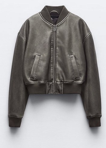 Zara suni deri bomber ceket