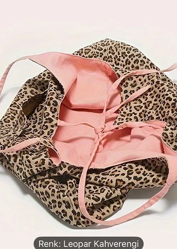 Beden kahverengi Renk Leopar Desenli Pembe Drapeli Kadın Çanta