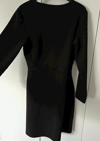 Siyah Uzun Kollu Kısa Koton Elbise - Görsel 5