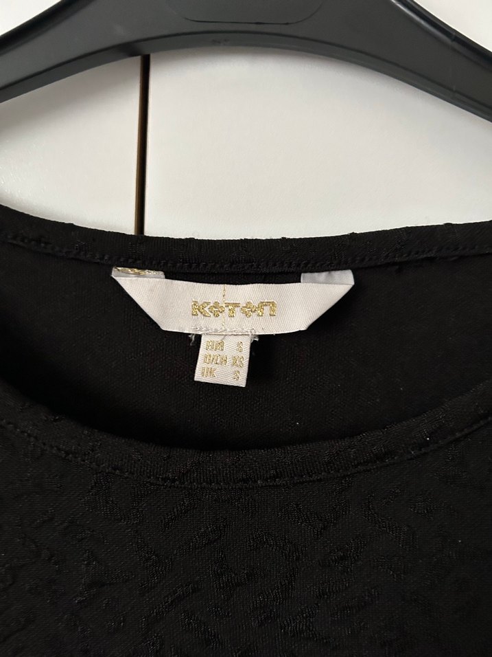 Siyah Uzun Kollu Kısa Koton Elbise - Görsel 2