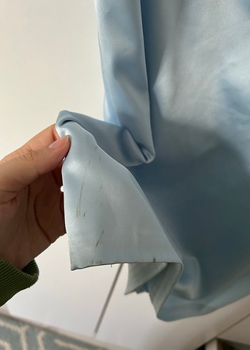 Mavi Taşlı Askılı Mini Koton Elbise - Görsel 7