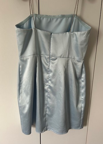 Mavi Taşlı Askılı Mini Koton Elbise - Görsel 6