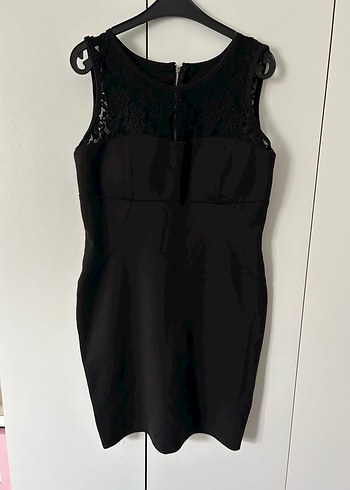 Dantel Detaylı Siyah Kısa Kadın Elbise - Görsel 2