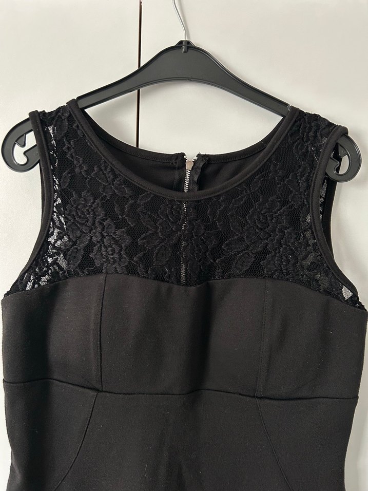 Dantel Detaylı Siyah Kısa Kadın Elbise - Görsel 4