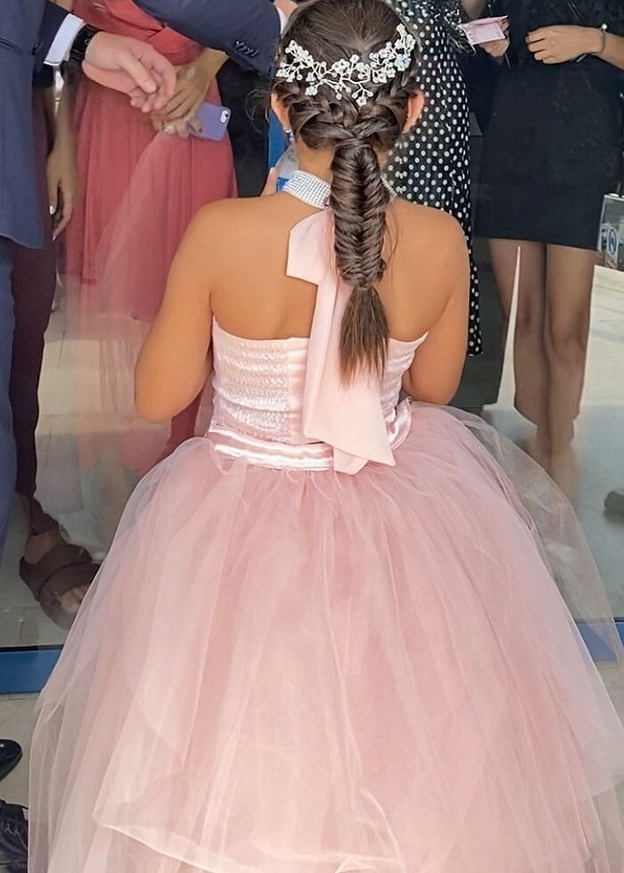 Balo mezuniyet düğün abiyesi toz pembe pudra takım - Görsel 2