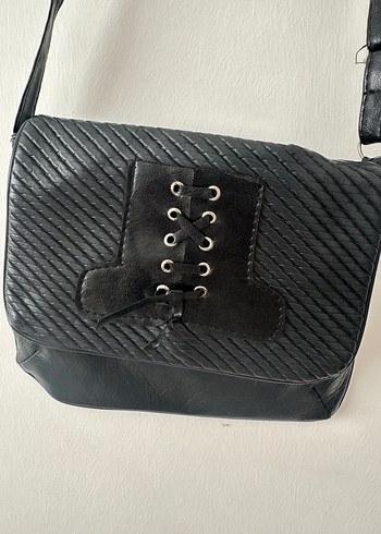 Tokalı Siyah Deri Yılan Desenli Kadın Çanta - Görsel 2