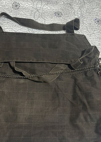 Zincir Detaylı Kahverengi Süet Kadın Çanta - Görsel 6