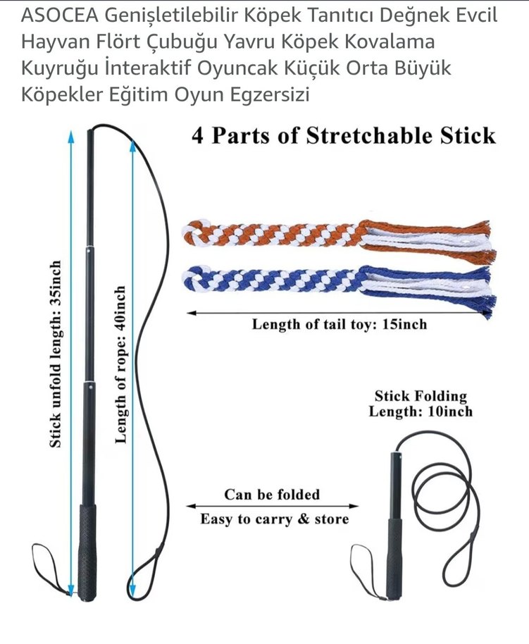Köpek Oyun Çubuğu - Ayarlanabilir, Siyah - Görsel 2