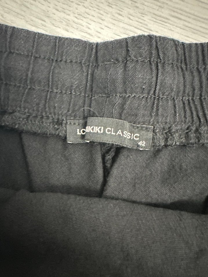 Siyah Keten Salaş Mini Bermuda Şort - Görsel 2