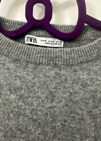 Gri Kadın Yün Örgü Basic Kazak - Görsel 2