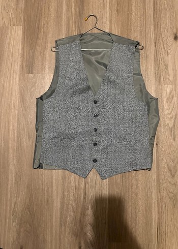 Gri mavi tonlu Erkek Yelek Ceket takımı Ofis Düğün - Görsel 3