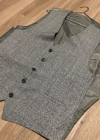 Gri mavi tonlu Erkek Yelek Ceket takımı Ofis Düğün - Görsel 4