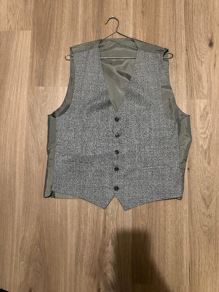 Gri mavi tonlu Erkek Yelek Ceket takımı Ofis Düğün - Görsel 3