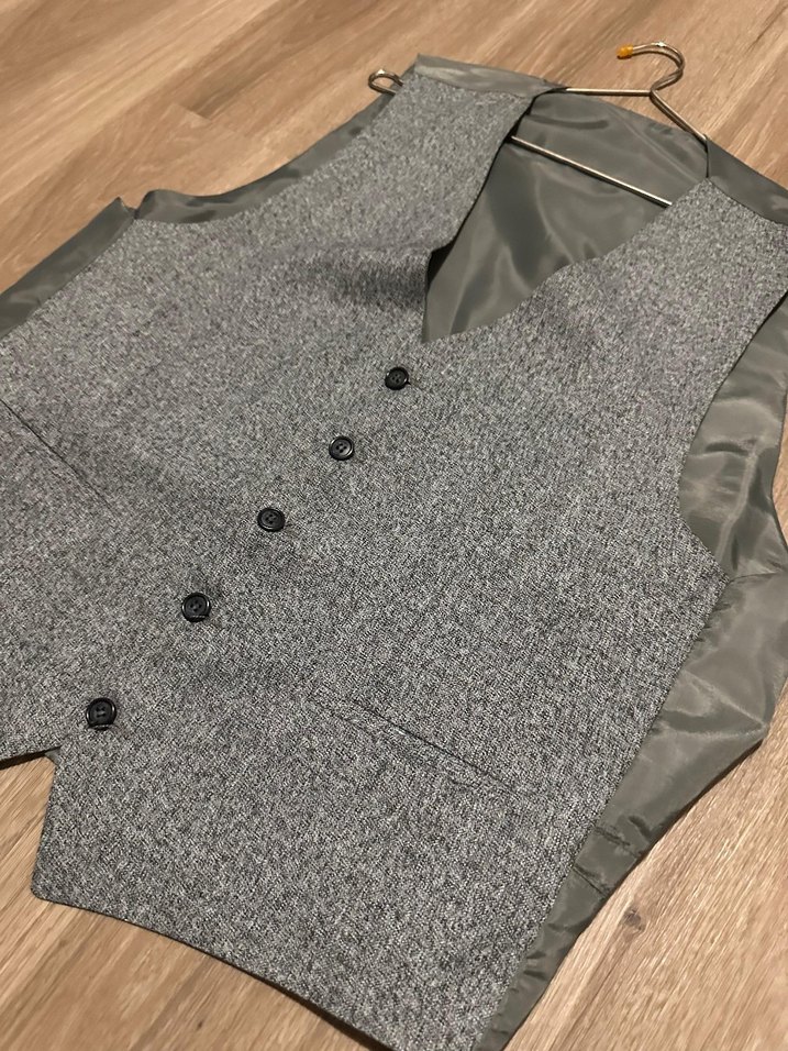 Gri mavi tonlu Erkek Yelek Ceket takımı Ofis Düğün - Görsel 4