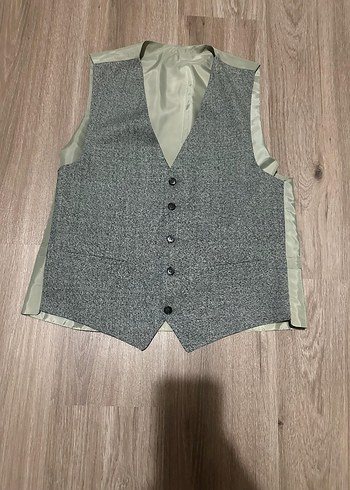 Gri yeşil tonlu Erkek Yelek Ceket takımı Ofis Düğün - Görsel 2
