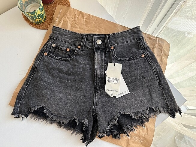 stradivarius kot denim şort