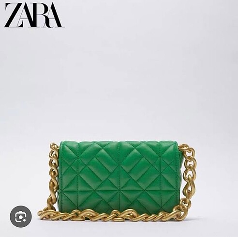 Zara gold zincirli yeşil çanta