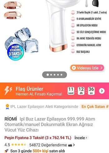 RIOMI IPL Buz Lazer Epilasyon Cihazı Beyaz