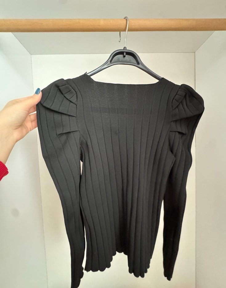 Kadın Siyah Pilili Uzun Kollu Bluz - Görsel 5