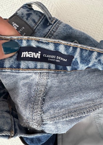 Kadın Mavi Bol Kesim Midi Kot Pantolon - Görsel 5