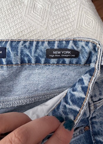 Kadın Mavi Bol Kesim Midi Kot Pantolon - Görsel 4