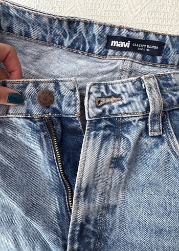 Kadın Mavi Bol Kesim Midi Kot Pantolon - Görsel 7