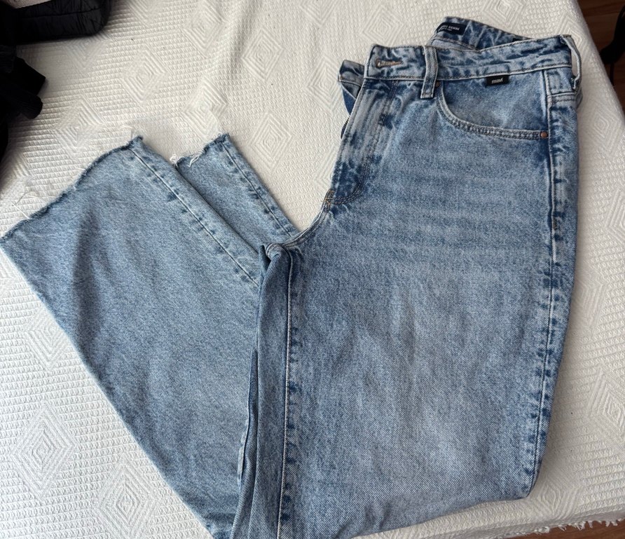 Kadın Mavi Bol Kesim Midi Kot Pantolon - Görsel 2