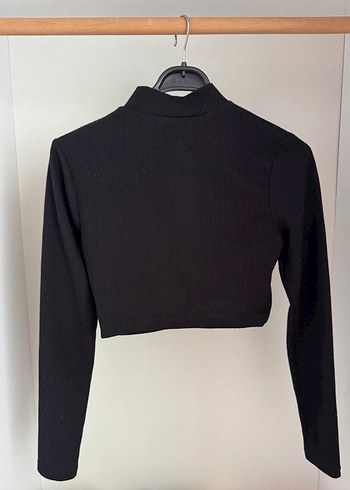 Siyah Yüksek Yakalı Mini Bluz - Görsel 4