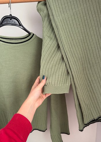 Kadın Yeşil Örgü Kazak takım - Görsel 3