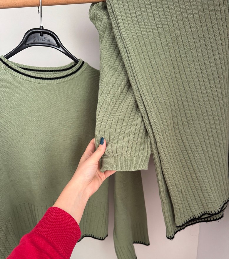 Kadın Yeşil Örgü Kazak takım - Görsel 3