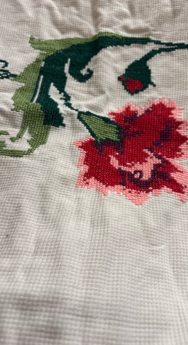 Etamin kaneviçe antika yastık Çiçek Desenli Nakış İşlemeli Kumaş - Görsel 4