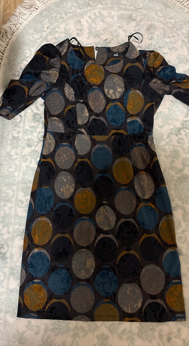 Adil ışıktan Kadın Çok Renkli Desenli diz üstü Elbise - Görsel 2