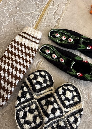 El işi örgü çorap ve terlik seti - Görsel 2