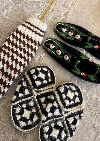 El işi örgü çorap ve terlik seti - Görsel 4