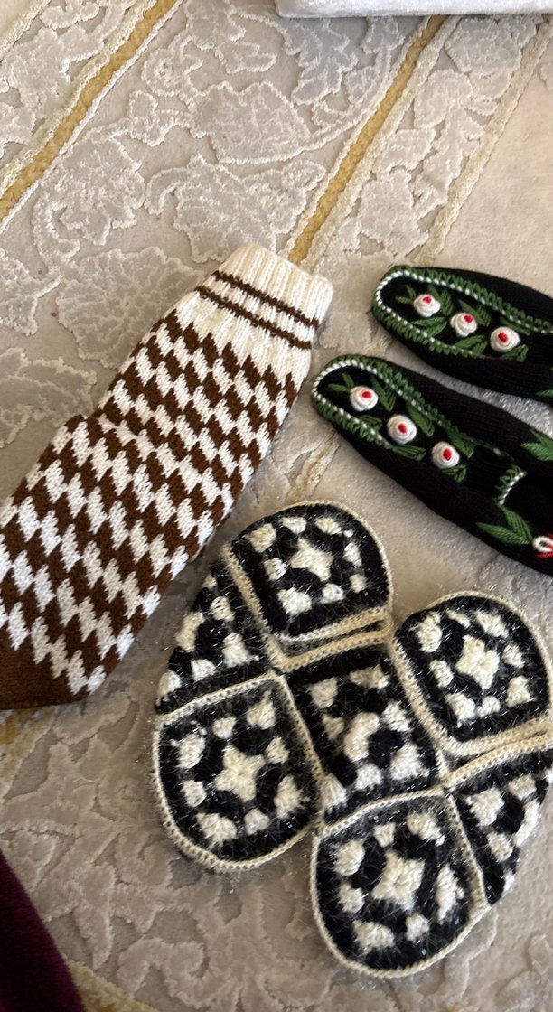 El işi örgü çorap ve terlik seti - Görsel 3