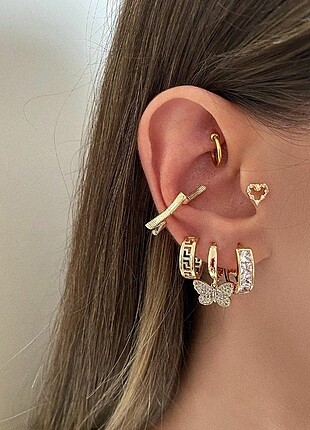 KARARMAZ SERİ VİP EARCUFF KIKIRDAK KÜPELER 