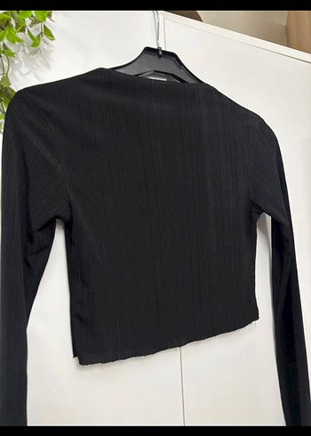 Siyah Düğmeli Kısa Kadın Crop - Görsel 3