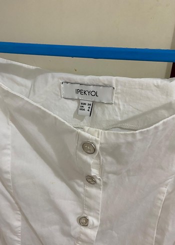 ipekyol Düğmeli Beyaz Midi Pamuklu Elbise