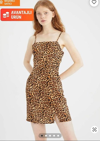 Leopar Desenli Mini Elbise