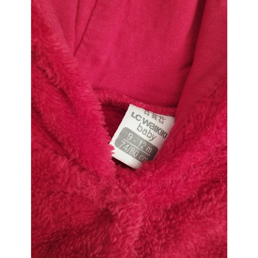 Kız Çocuk Kırmızı Kapüşonlu Yelek - Görsel 3