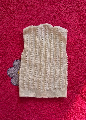 Kız Çocuk Örgü Beyaz Kolsuz Yelek - Görsel 2