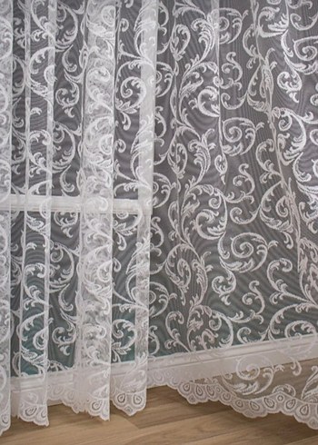 İşlemeli Beyaz Gri Tül Perde - Görsel 3