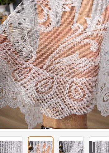 İşlemeli Beyaz Gri Tül Perde - Görsel 4