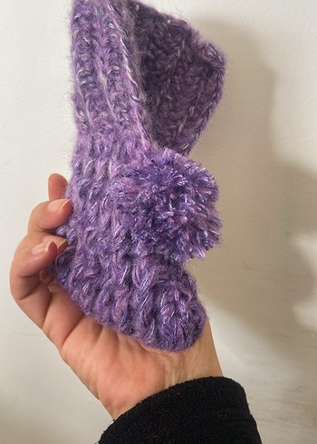 Kızlar için Mor Kürklü Örgü patik bot - Görsel 3