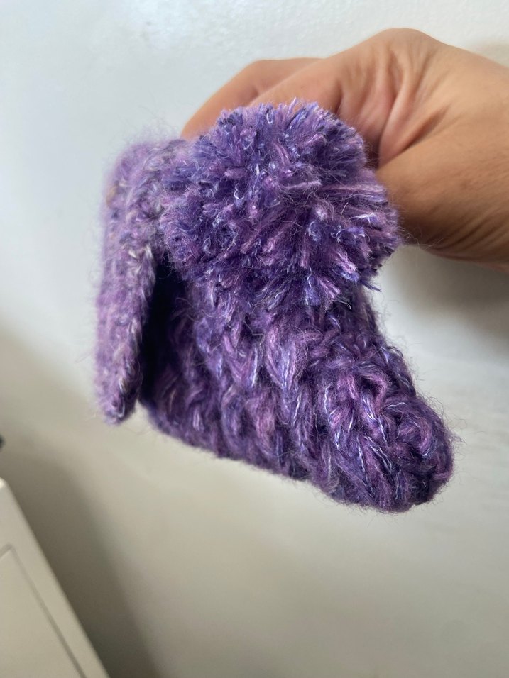 Kızlar için Mor Kürklü Örgü patik bot - Görsel 2