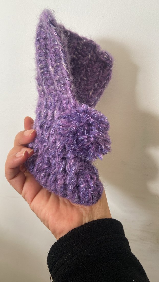 Kızlar için Mor Kürklü Örgü patik bot - Görsel 3