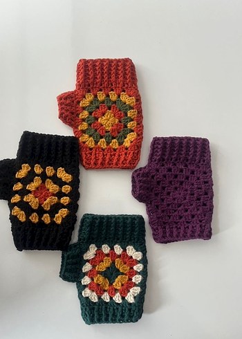 Renkli Örgü Bohem Kadın Eldivenleri - Görsel 3