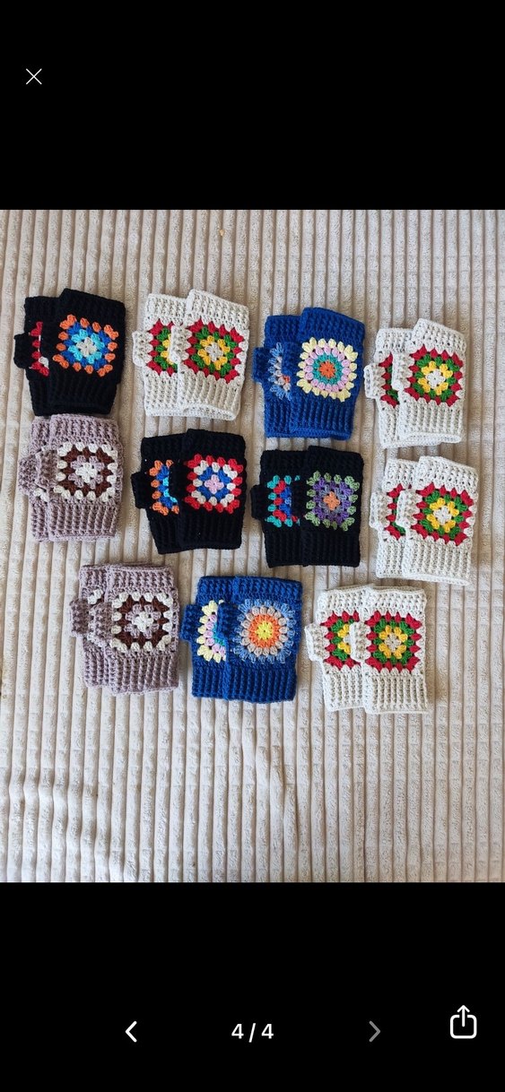 Renkli Örgü Bohem Kadın Eldivenleri - Görsel 2