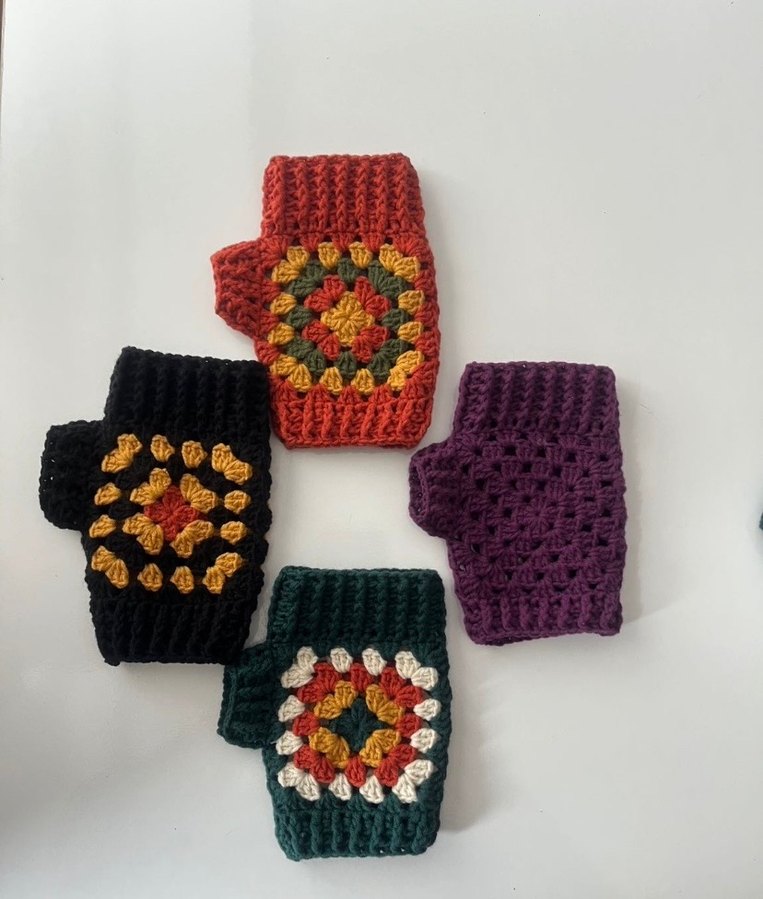 Renkli Örgü Bohem Kadın Eldivenleri - Görsel 3