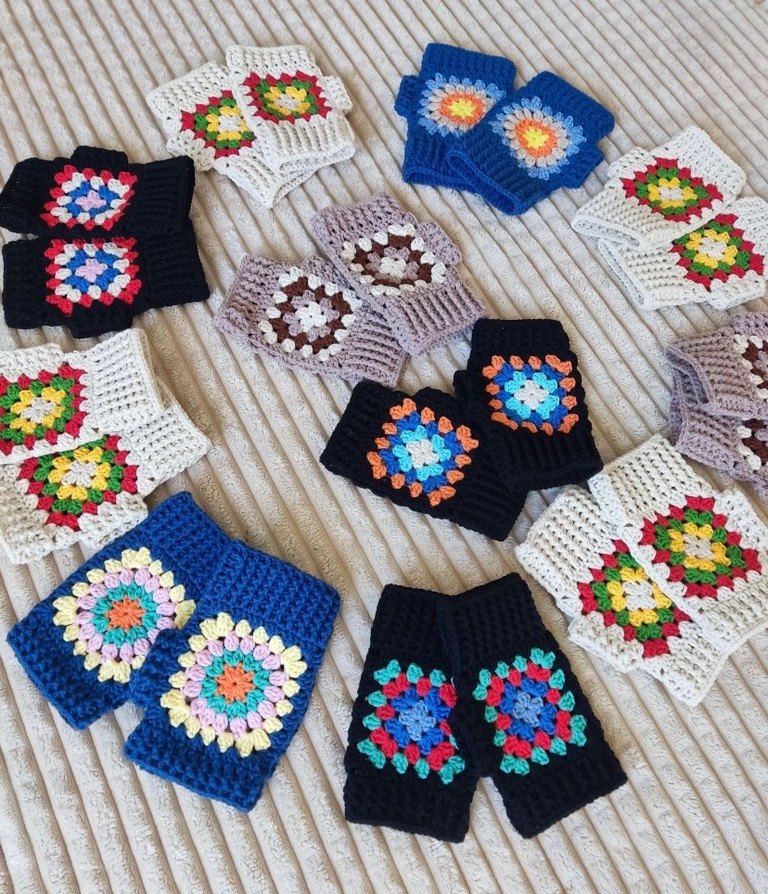 Renkli Örgü Bohem Kadın Eldivenleri - Görsel 4